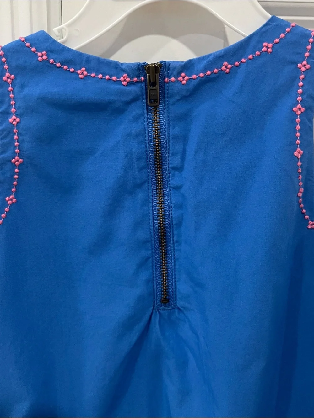 Hanna Anderson Play Blue Cotton Dress with Pink Embroidery